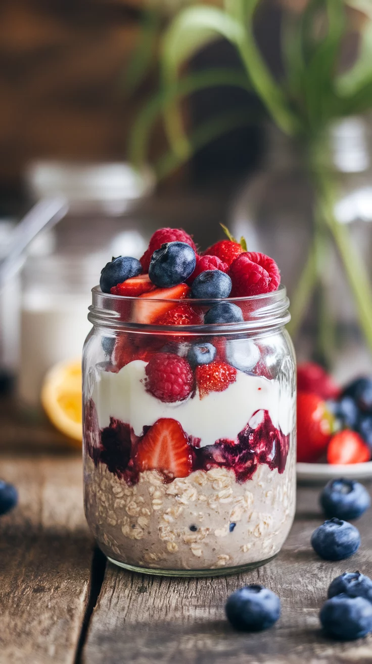 Berry Bliss Overnight Oats are a delicious way to start your day with a burst of flavor. Packed with fresh strawberries, blueberries, and raspberries, these oats are not only tasty but also healthy. Check out this Berry Bliss Overnight Oats recipe for a quick and easy breakfast!