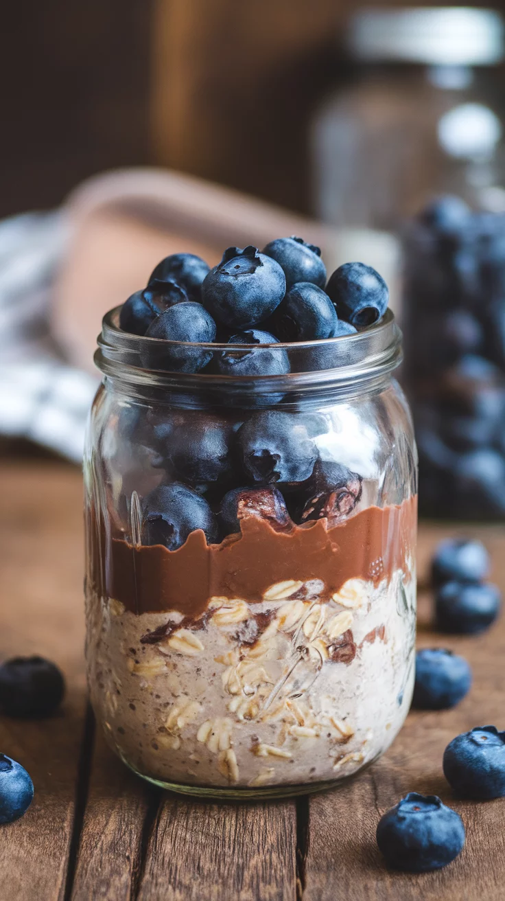 Blueberry Chocolate Overnight Oats are a tasty and easy breakfast option. The combination of rich chocolate and fresh blueberries makes for a delightful start to your day. You can find the full recipe for this delicious dish here.