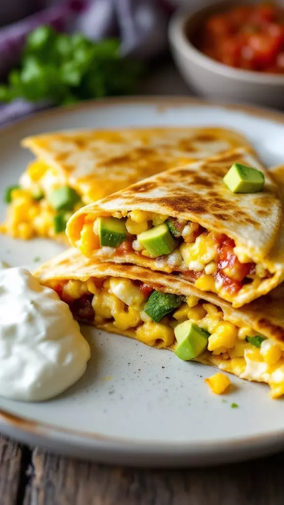 This breakfast quesadilla is a great way to start your day. Packed with cheesy goodness and eggs, it’s simple to make and so tasty. Pair it with some salsa or sour cream for an extra kick!