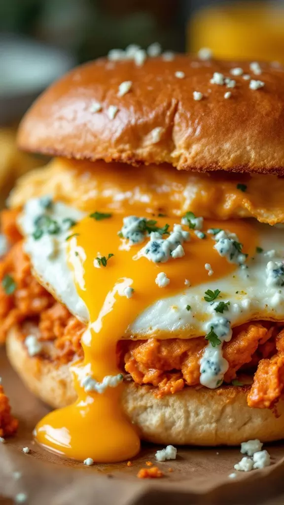 This Buffalo Chicken Breakfast Sandwich is a delicious way to kick off your day. With spicy chicken, a perfectly cooked egg, and creamy sauce, every bite is packed with flavor. It’s hearty, satisfying, and sure to become your new breakfast favorite!