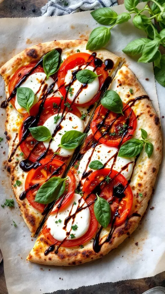 This Caprese breakfast pizza is a delightful twist on a classic favorite. Topped with fresh tomatoes, creamy mozzarella, and fragrant basil, it’s bursting with flavor. Drizzle some balsamic glaze over the top for an extra kick that makes every bite special!