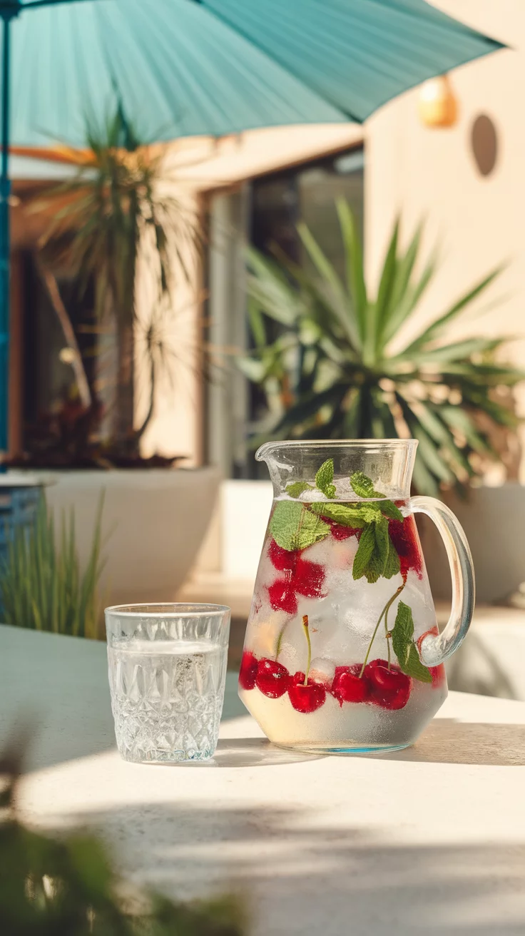 Cherry infused water is a refreshing drink that’s super easy to make. Just toss some fresh cherries and mint into a pitcher of water and let it chill! It’s a tasty way to stay hydrated while enjoying the lovely flavor of cherries.