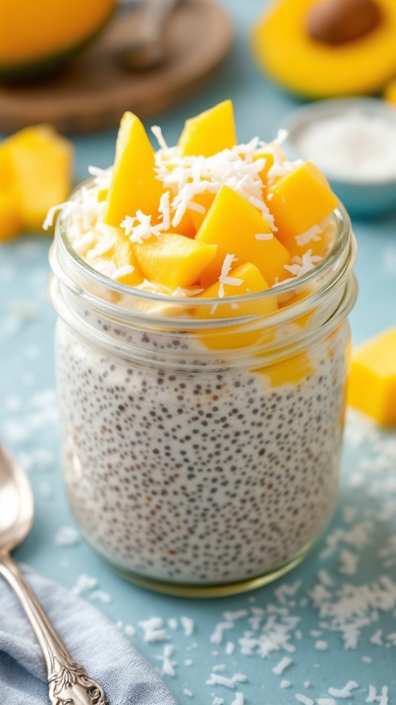 This chia seed pudding is a delightful treat that combines creamy coconut with fresh mango. It’s a simple, healthy option for breakfast or dessert. You’ll love the texture and the burst of tropical flavors in every bite!