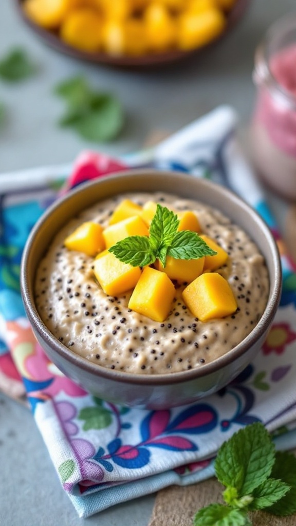 This chia seed pudding topped with mango is a delightful treat. It’s creamy, nutritious, and perfect for any time of the day. The fresh mango adds a nice sweetness that makes each bite a joy!