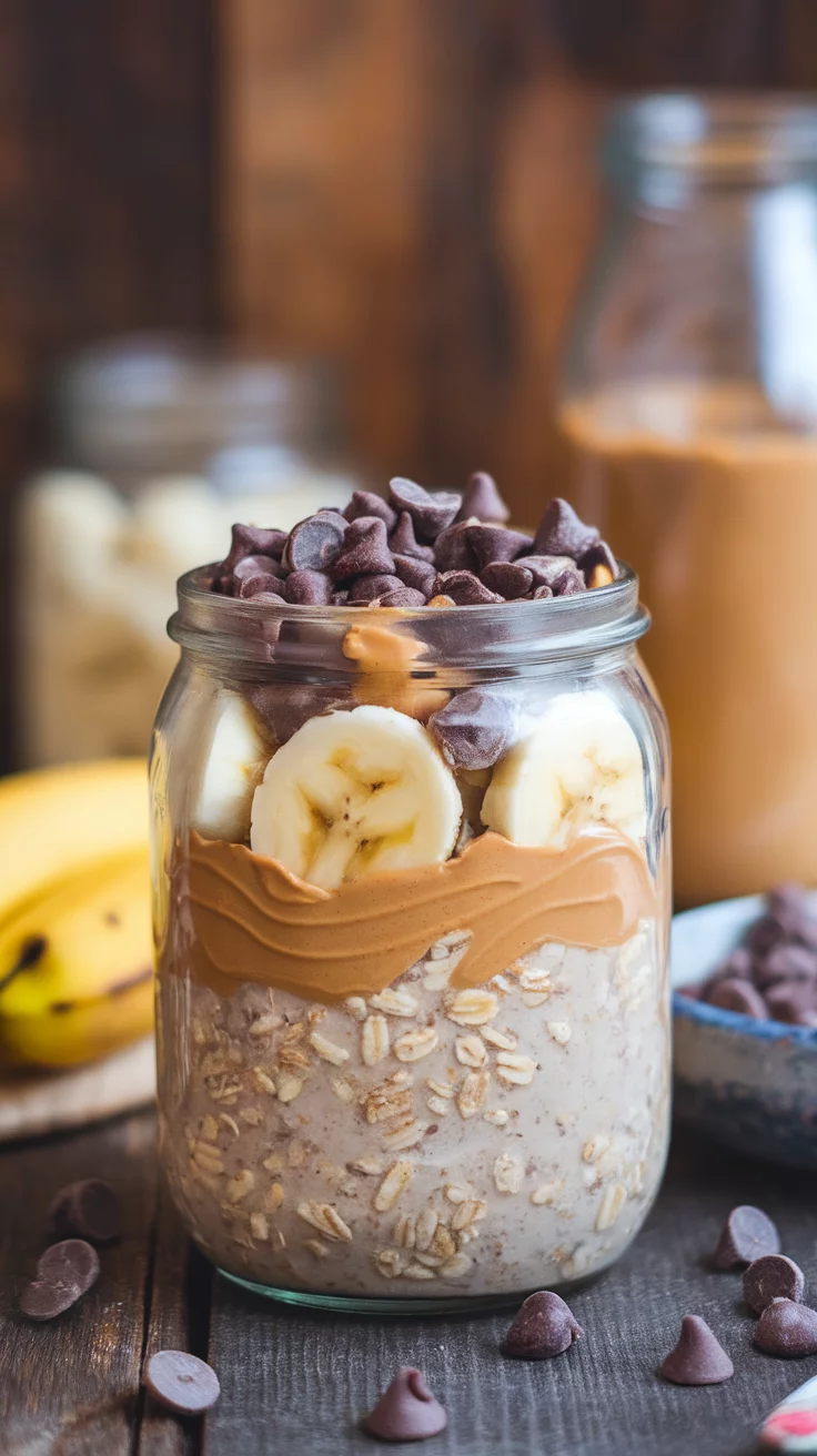 Chunky Monkey Overnight Oats are a tasty way to start your day. With creamy peanut butter, ripe bananas, and a sprinkle of chocolate chips, this recipe is both satisfying and simple. Check out the full recipe for these delicious oats here!