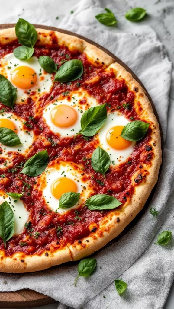 Starting your day with a classic Margherita pizza is a delightful choice. The fresh basil and rich tomato sauce make each bite a tasty treat. Add a sunny-side-up egg for an extra twist that will keep you coming back for more!