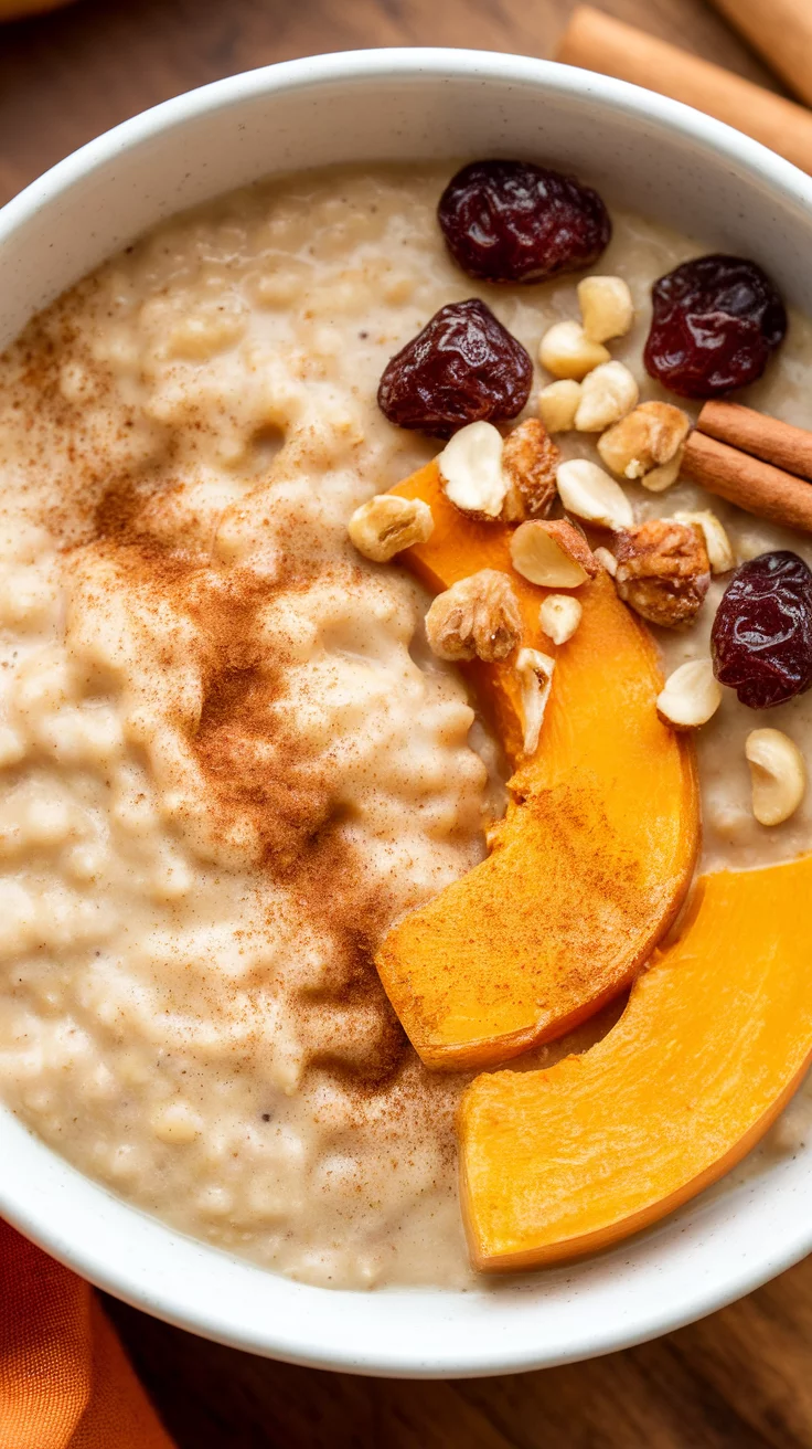 A bowl of creamy butternut squash oatmeal topped with cinnamon, nuts, and dried cranberries. Slow Cooker Breakfast Recipes, Crockpot Breakfast Recipes, Slow Cooker Breakfast Ideas, Comforting Slow Cooker Breakfast Recipes