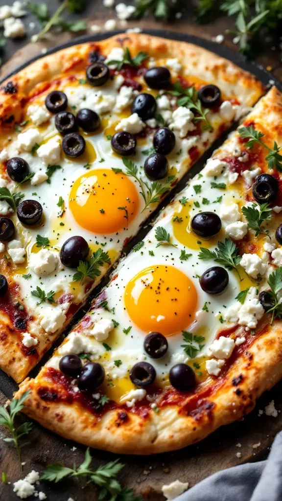 This Mediterranean breakfast flatbread is a tasty twist on the classic morning meal. Topped with fresh eggs, olives, and feta, it’s a delightful way to start your day. Pair it with a cup of coffee, and you’re all set for a lovely morning!