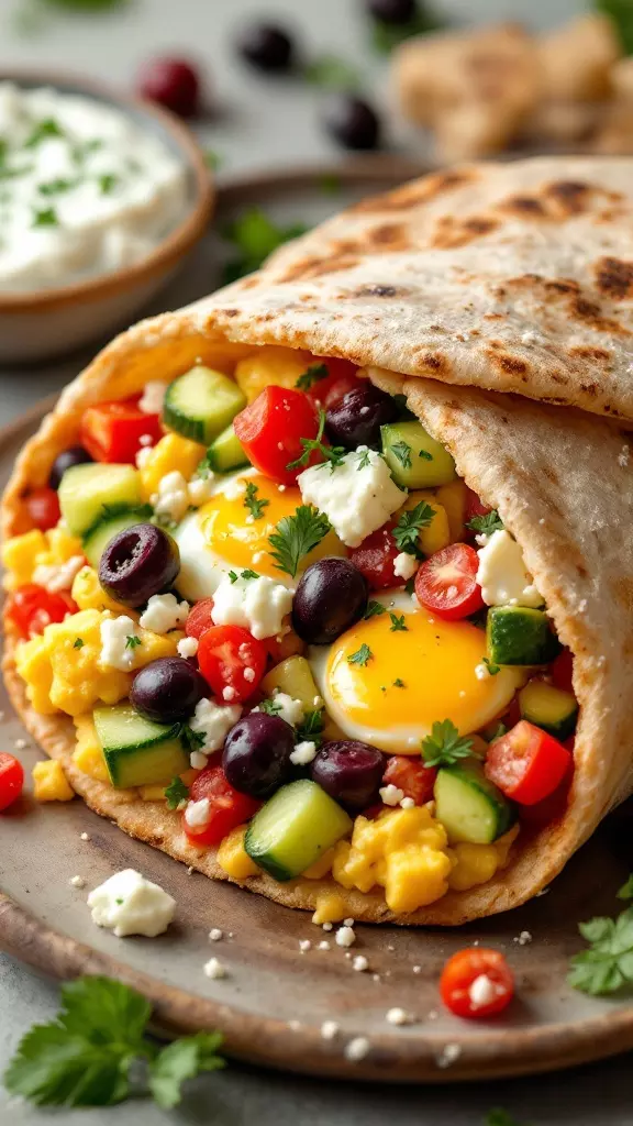 This Mediterranean breakfast pita is a fun way to start your day. Packed with fresh veggies, creamy feta, and perfectly cooked eggs, it’s both tasty and filling. Grab one on the go, or enjoy it at home for a delicious morning treat!