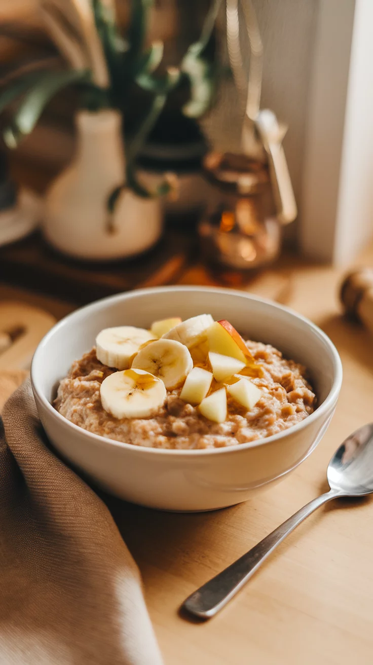 Starting your day with oatmeal is a great choice! It's warm, filling, and super easy to make. Top it off with fresh fruit like bananas or apples for a tasty twist.