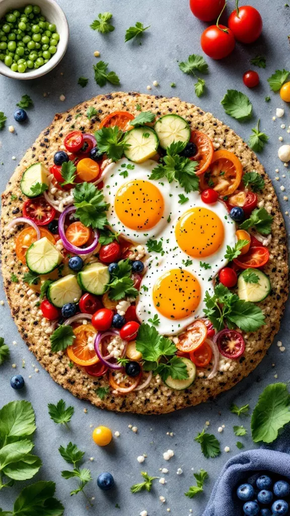 This quinoa and veggie breakfast pizza is a fun twist on a classic meal. Topped with fresh veggies and eggs, it’s colorful and packed with nutrients. You’ll love how easy it is to make and enjoy!