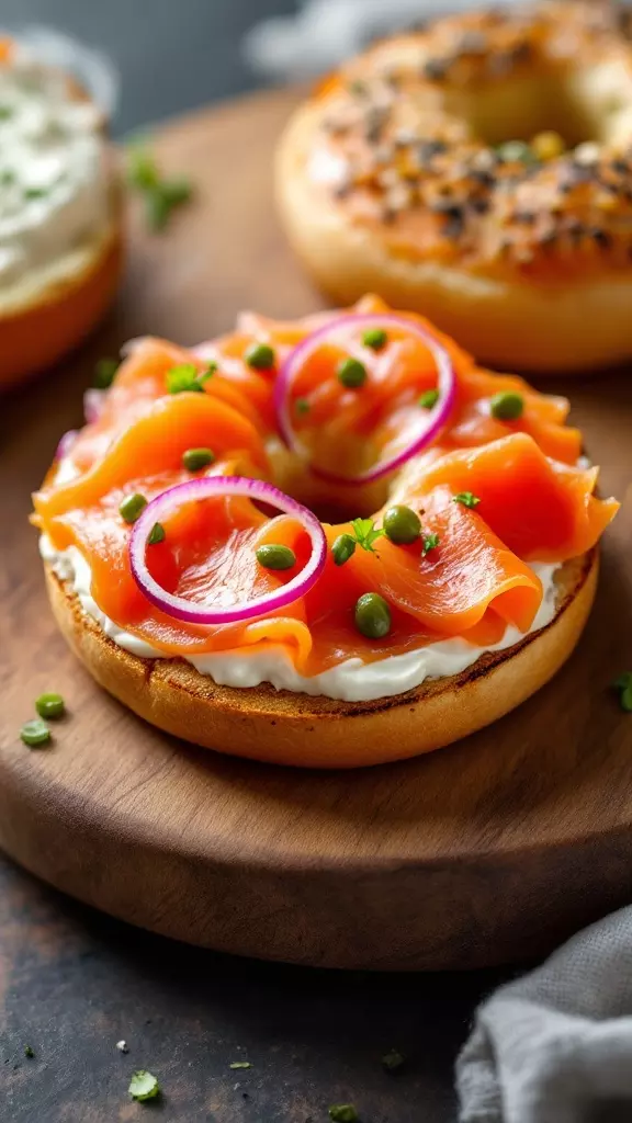 A smoked salmon and cream cheese bagel is a classic choice for breakfast or lunch. The combination of the rich, creamy cheese with the smoky flavor of the salmon is simply irresistible. Topped with capers and red onion, this bagel is a delightful treat that’s both satisfying and delicious.