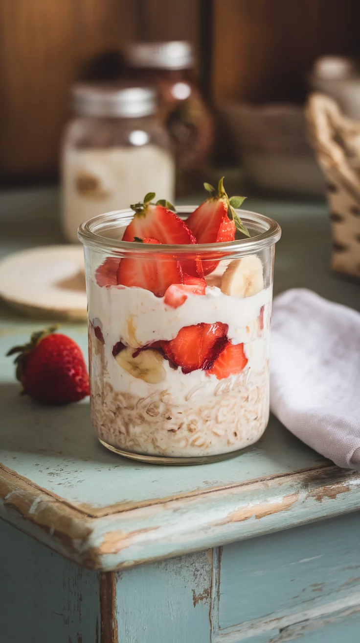 Strawberry banana overnight oats are a fun and easy way to start your day. Just layer oats, yogurt, fresh strawberries, and bananas in a jar, then let it sit overnight. For the full recipe, check out this delicious recipe that’s sure to impress your taste buds!