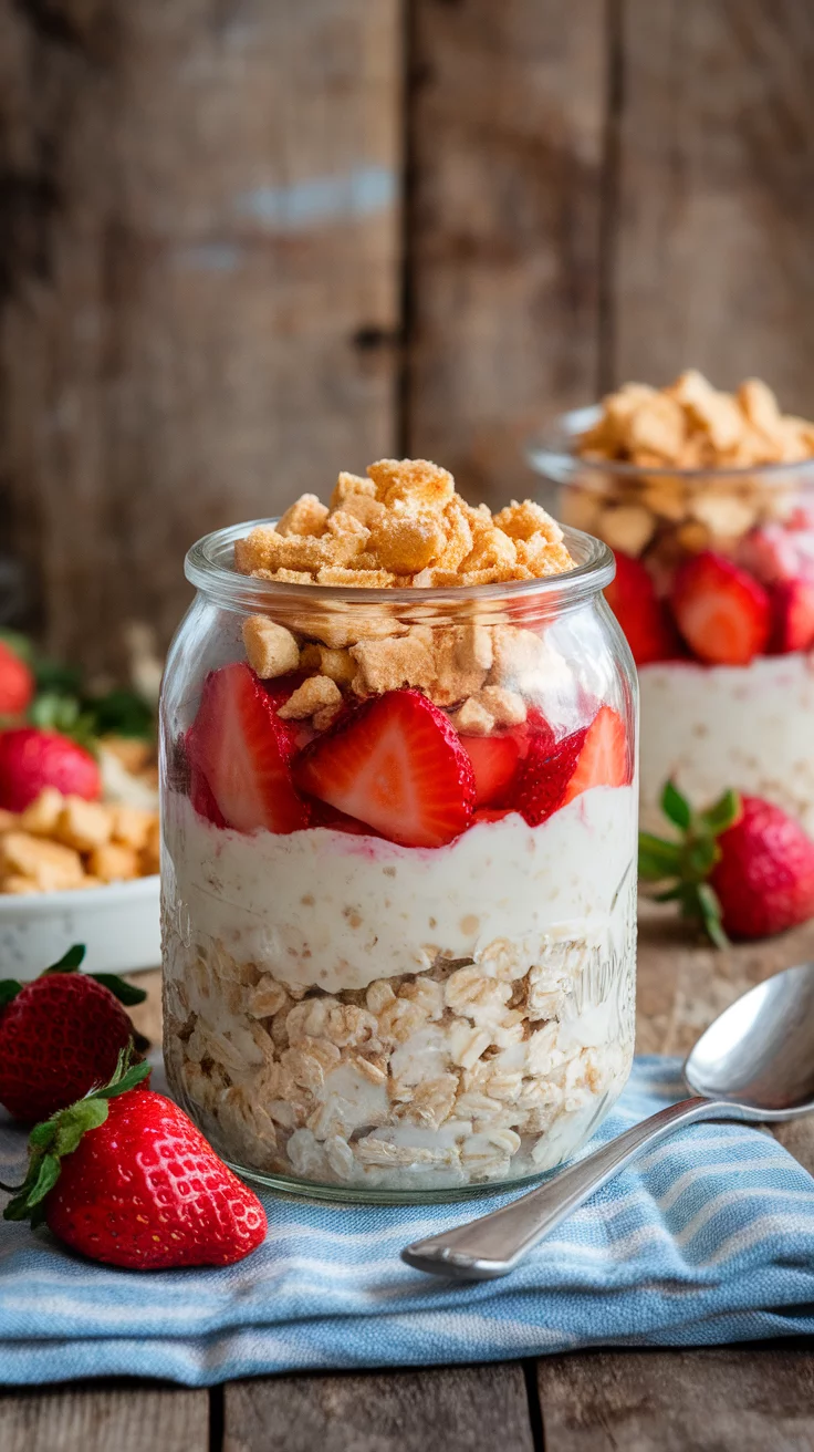 Start your day with a sweet twist on breakfast! These Strawberry Cheesecake Overnight Oats are creamy, fruity, and oh-so-delicious. Check out the full recipe here and treat yourself to a delightful morning treat.