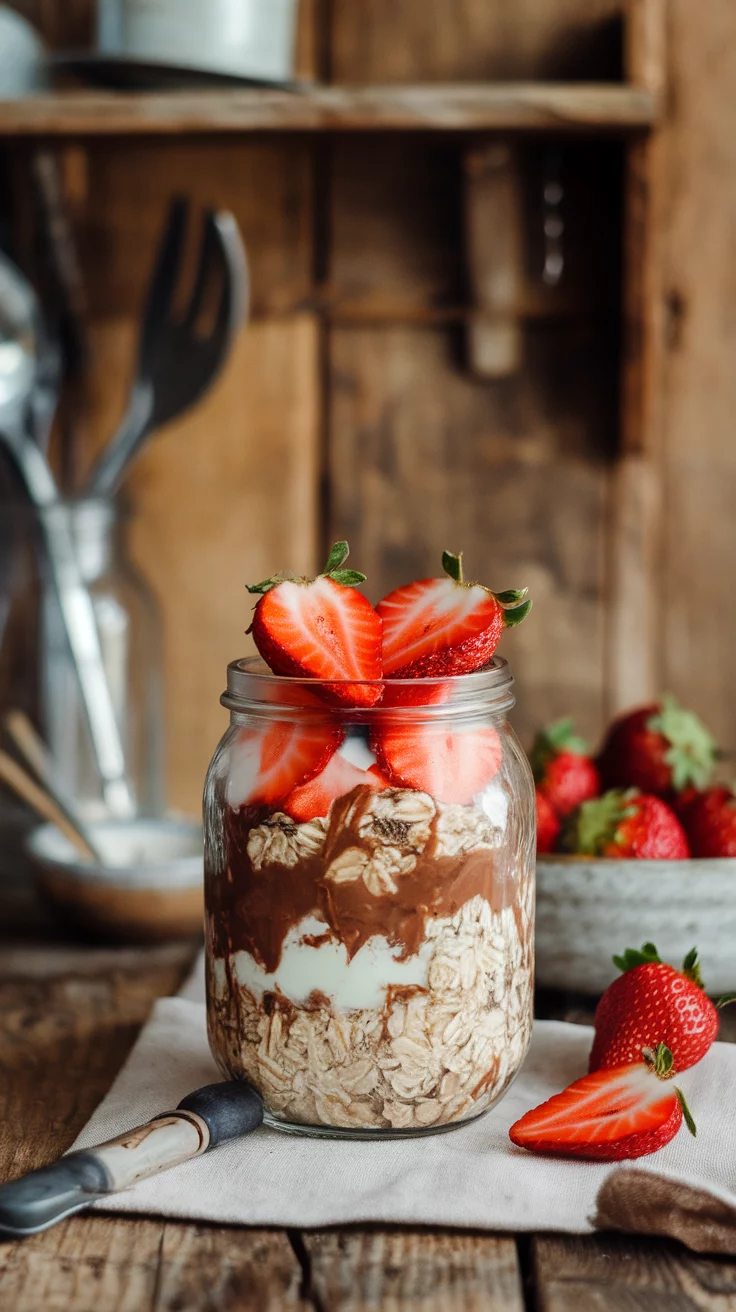 Stir up your mornings with these tasty Strawberry Chocolate Overnight Oats! They mix creamy yogurt, rich chocolate, and fresh strawberries for a delicious start to your day. Check out this easy recipe for a delightful breakfast treat that’s ready when you are: Strawberry Chocolate Overnight Oats Recipe.