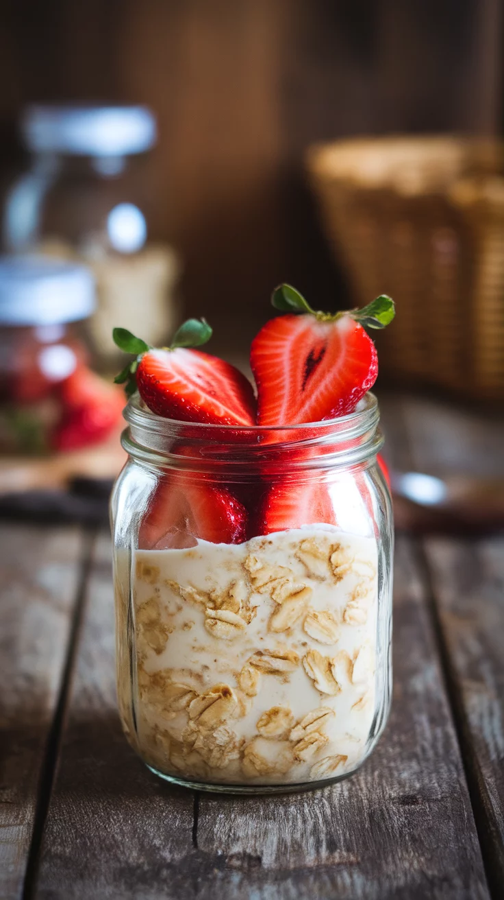 Strawberry overnight oats are a delicious and easy breakfast option. Just mix oats, milk, and your favorite sweetener, then top with fresh strawberries. Check out this strawberry overnight oats recipe for a tasty start to your day!