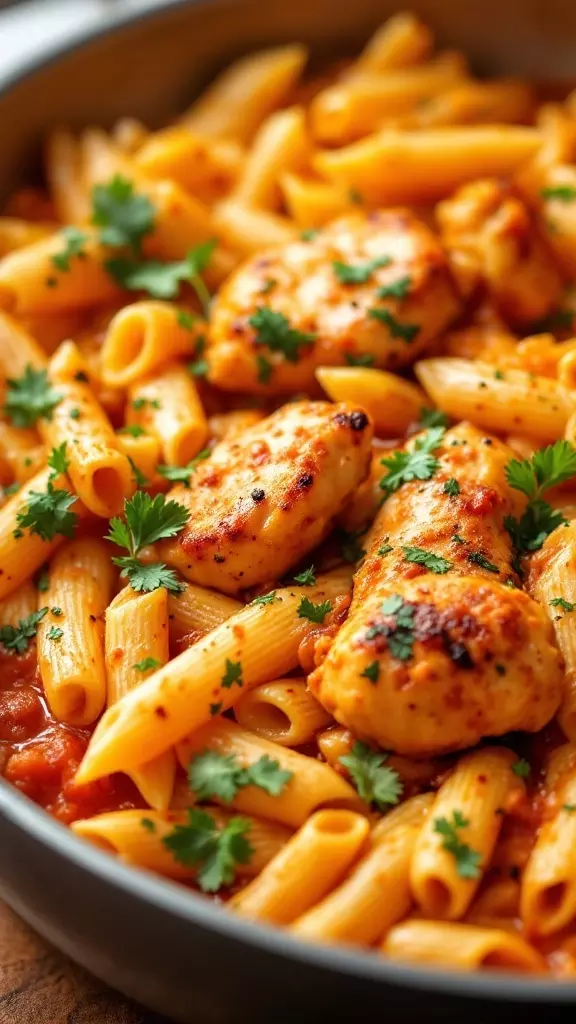 This quick and easy chicken pasta is perfect for busy weeknights. With delicious chicken and pasta simmered in one pot, cleanup is a breeze. You'll love how simple it is to whip up this tasty meal in just 30 minutes!