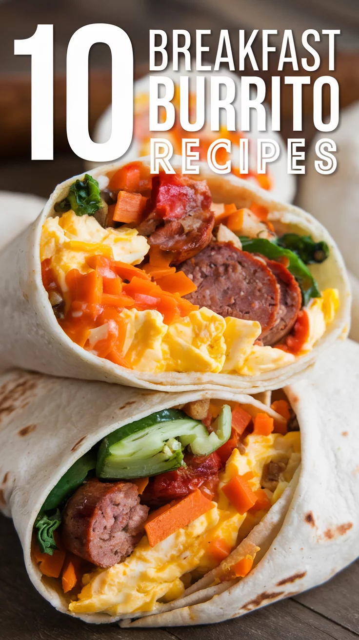 ☀️🌯 Rise & Shine with These 10 Breakfast Burrito Ideas! 🥑✨
Fuel your day with these tasty breakfast burritos! Packed with protein, veggies, and bold flavors, they’re perfect for busy mornings or lazy weekends. 😋🌟 #BreakfastIdeas #BurritoLovers #QuickBreakfast #Foodie