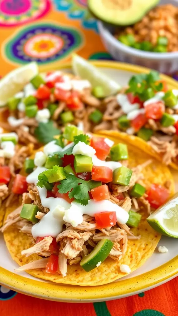 These tostadas feature crispy corn tortillas topped with juicy shredded chicken, fresh veggies, and a luscious avocado crema. Expect a delightful crunch paired with satisfying flavors that will leave your taste buds dancing.