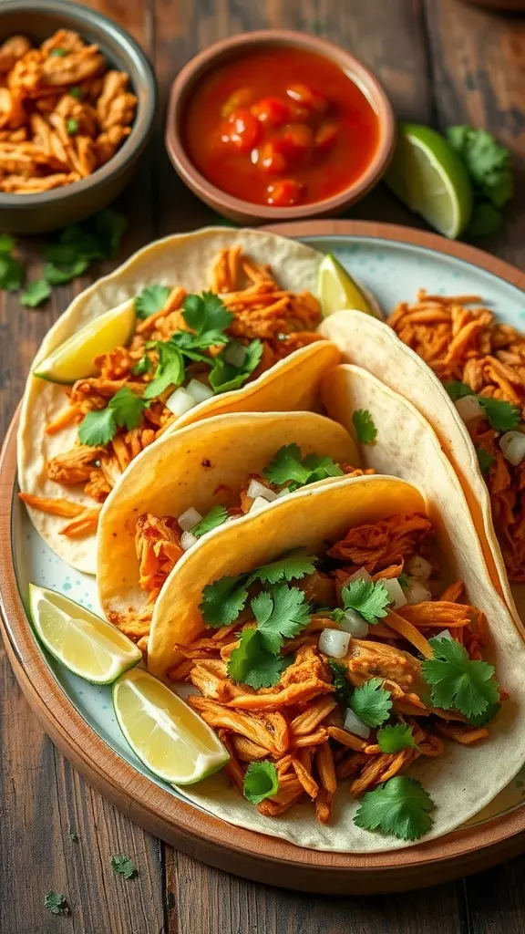 These spicy shredded chicken tacos are a delightful combination of tender, flavorful chicken mixed with your favorite spices, all wrapped in warm tortillas. The taste is a perfect balance of heat, freshness, and zest, making each bite an explosion of deliciousness.