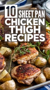 🥔🍗 Flavorful Sheet Pan Chicken Thigh Recipes for Busy Nights 🥦✨ Say goodbye to dinner stress with these delicious chicken thigh sheet pan meals! Crispy, tender, and paired with tasty veggies. 🍋🔥 #SheetPanDinners #ChickenRecipes #OnePanMeals #EasyCooking #DinnerTime