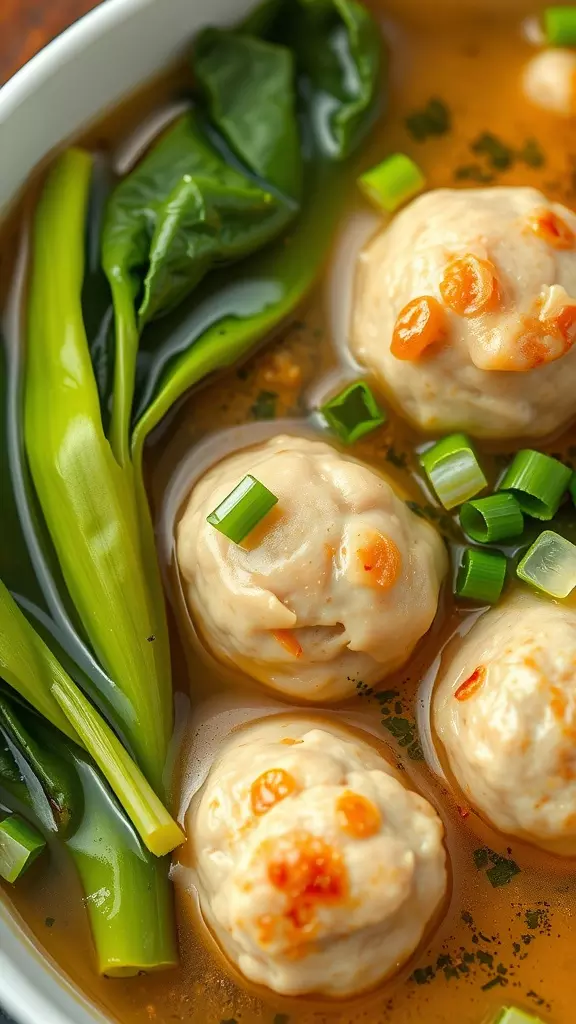 This Asian Chicken Meatball Soup is a delightful twist on a classic dish. The tender meatballs swim in a savory broth, packed with fresh greens and vibrant flavors. For a comforting meal that's easy to make, check out this delicious recipe!