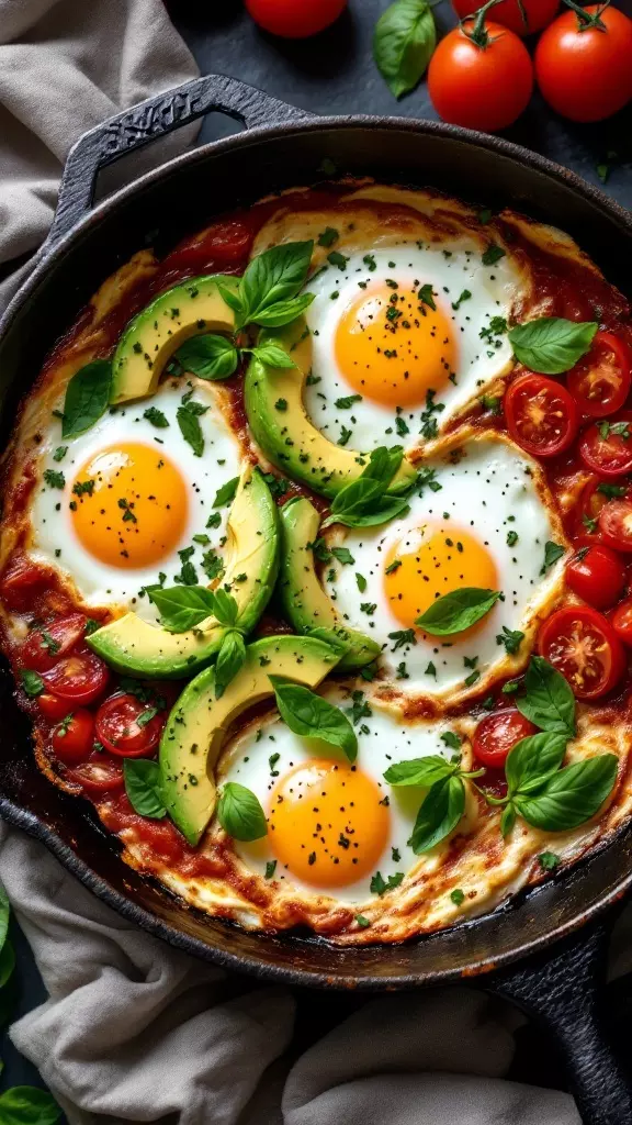 This baked eggs skillet is a simple way to start your day with a tasty breakfast. The creamy avocado pairs perfectly with fresh tomatoes and eggs for a nutritious meal. Check out this amazing Baked Eggs Skillet with Avocado & Tomatoes recipe for a delicious twist on your morning routine!