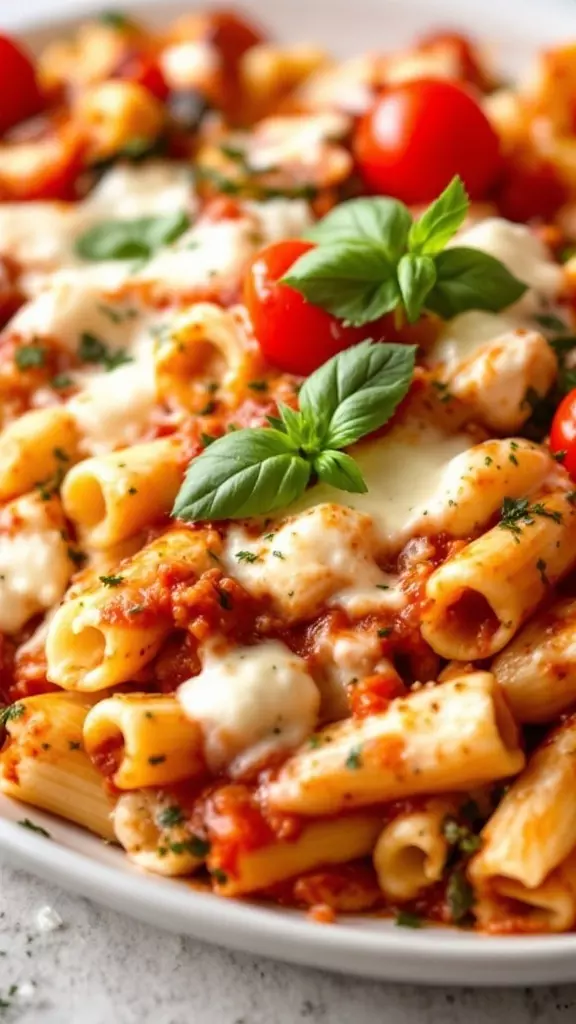 Baked ziti with roasted vegetables is a comforting dish that everyone will love. The rich tomato sauce, gooey cheese, and vibrant veggies come together perfectly. Check out this delicious recipe to make your own!