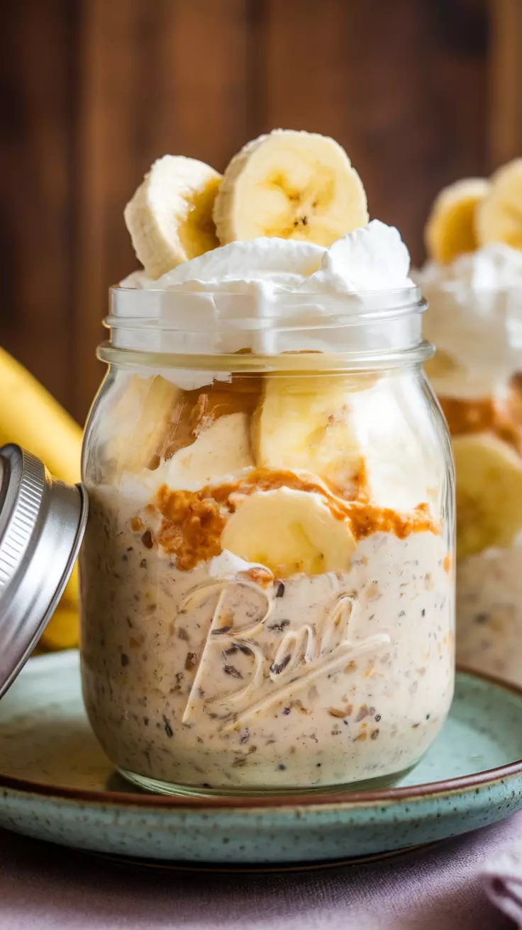 These Banana Cream Pie Overnight Oats are a delicious twist on a classic dessert. Packed with bananas, creamy yogurt, and a hint of vanilla, they make a perfect breakfast treat. Check out the full recipe for this tasty morning boost here!