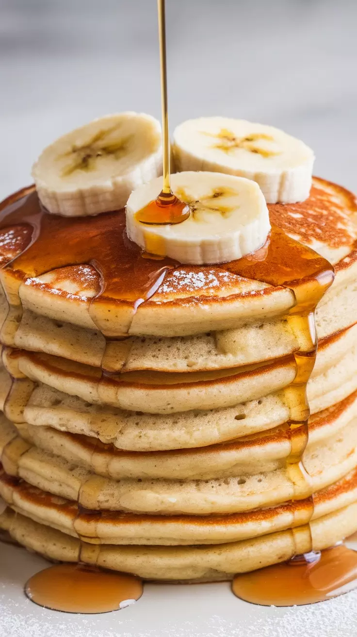 Banana pancakes are a fun twist on your classic breakfast. They’re fluffy, sweet, and topped with delicious maple syrup that makes every bite special. Perfect for a cozy morning, they can be made in just a few minutes and enjoyed by everyone!