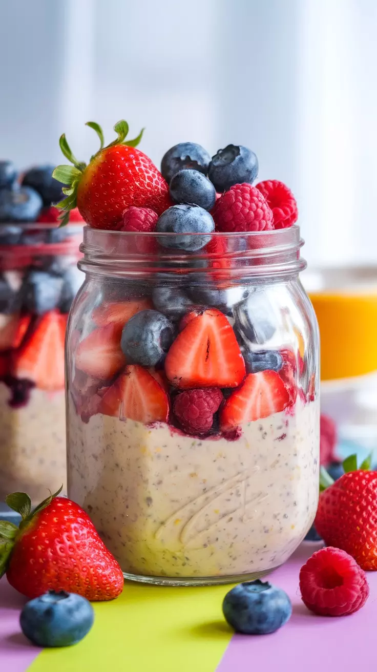 Berry Bliss Overnight Oats are a delicious way to start your day. Packed with fresh strawberries, blueberries, and raspberries, this recipe is both healthy and satisfying. For the full recipe, check out Berry Bliss Overnight Oats and enjoy a burst of flavor in every bite!