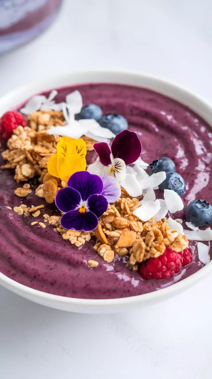 A berry smoothie bowl is a wonderfully refreshing way to kickstart your day. It's creamy, fruity, and packed with nutrients, making it a perfect choice for breakfast or a light snack. The blend of berries creates a naturally sweet flavor that is both invigorating and satisfying.