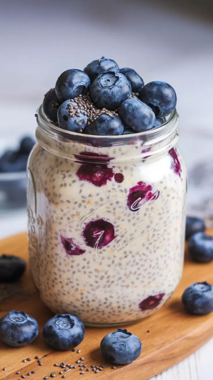 Blueberry chia overnight oats are a quick and tasty breakfast option. They combine creamy yogurt, nutritious chia seeds, and fresh blueberries for a delicious treat. Try this simple recipe for a perfect start to your day: Blueberry Chia Overnight Oats.