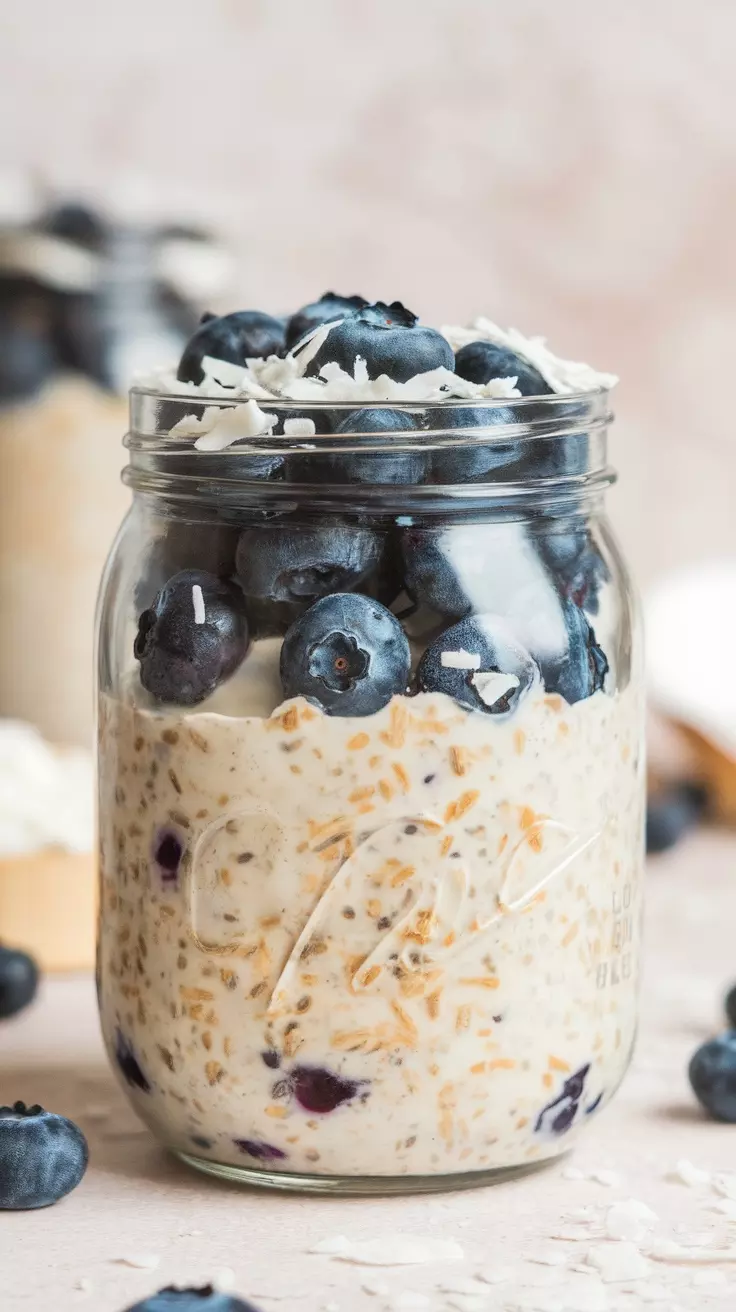 Blueberry coconut overnight oats are a tasty and healthy breakfast option. The creamy coconut yogurt pairs perfectly with fresh blueberries, making each bite delicious. For the full recipe, check out this link and get ready to enjoy a nutritious start to your day!