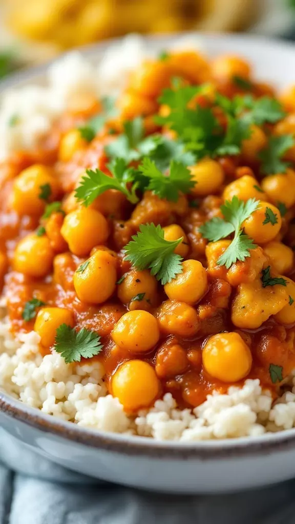 This Cauliflower and Chickpea Curry is a warm and hearty dish that's perfect for any night of the week. Packed with spices and nutrients, it's a simple way to enjoy plant-based goodness. Serve it over rice or with naan for a delightful meal.