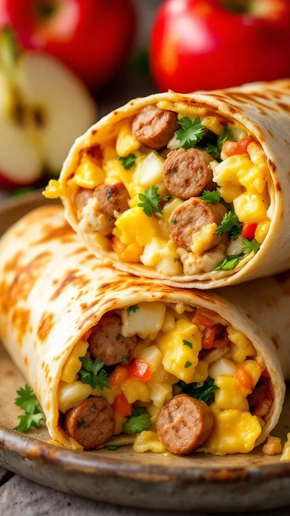 Start your day off right with these yummy chicken apple sausage breakfast burritos. Packed with eggs, veggies, and delightful sausage, they make a great grab-and-go meal. You can find the full recipe here for a tasty morning boost!