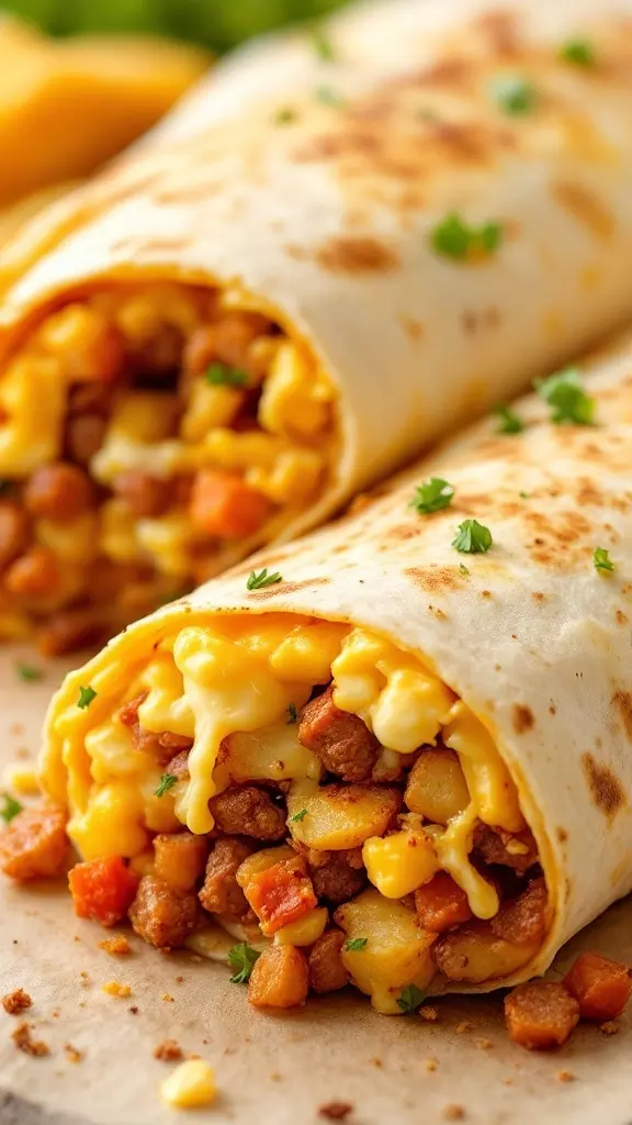 Start your day with a tasty chorizo breakfast burrito that packs a punch! These burritos are filled with savory chorizo, fluffy scrambled eggs, and gooey cheese, making them a satisfying meal. Check out this delicious recipe for chorizo breakfast burritos that'll quickly become your go-to breakfast!