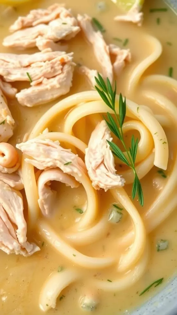 This creamy lemon chicken noodle soup is a cozy dish that's perfect for any day. The blend of tender chicken and smooth noodles in a zesty broth will warm you right up. You can find the full recipe for this delightful soup here!