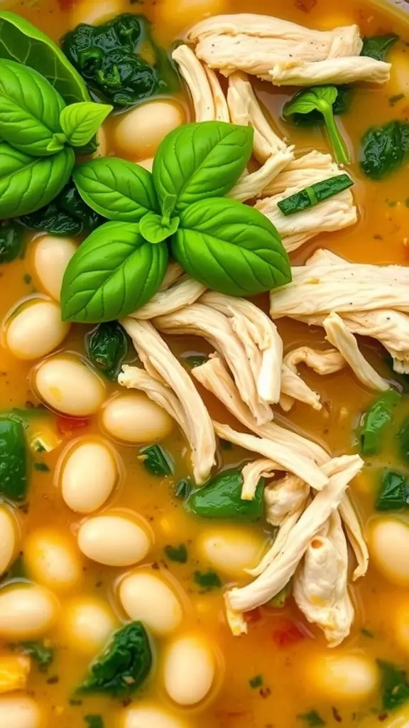 This Creamy Tuscan Chicken Soup is a warm hug in a bowl. With tender chicken, white beans, and fresh spinach, it's both hearty and healthy. Check out the full recipe here for a delicious meal tonight!