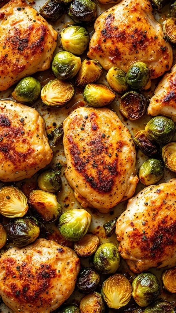 This crispy chicken with Brussels sprouts is a winner for any weeknight dinner. The chicken gets perfectly browned while the sprouts become tender and caramelized. Toss everything on a sheet pan and enjoy a delicious meal with minimal cleanup!