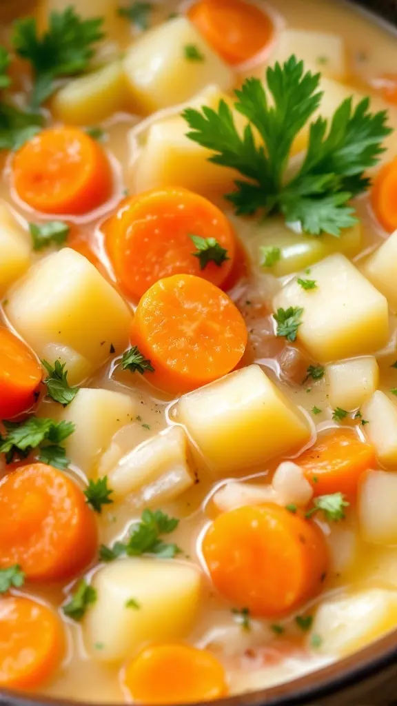 This cozy Instant Pot German Potato Soup is perfect for chilly days. It's creamy, hearty, and packed with tender potatoes and carrots. You can find the full recipe here and enjoy a warm bowl in no time!