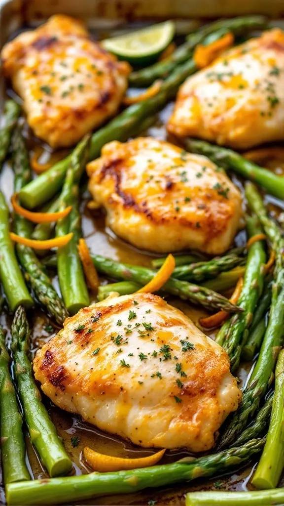 This Garlic Butter Chicken and Asparagus is a breeze to make and loaded with flavor! Simply toss chicken thighs and fresh asparagus on a sheet pan, drizzle with garlic butter, and roast until golden. It’s a quick and satisfying dinner that everyone will love!