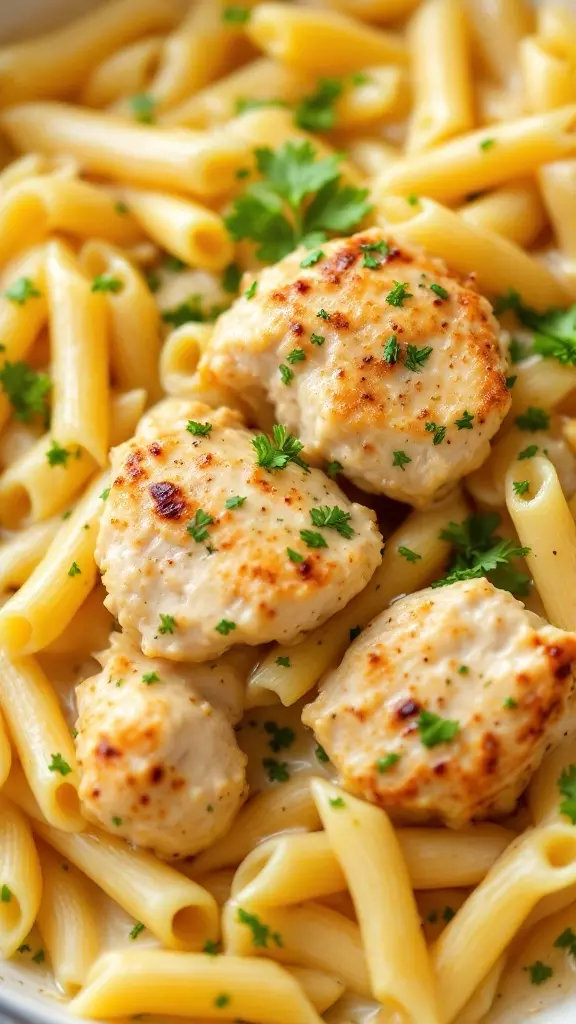 Garlic Chicken Pasta is a delightfully simple dish that packs a punch of flavor. Juicy chicken and tender pasta come together in a creamy garlic sauce that’s hard to resist. You can find the full recipe here for a quick and satisfying meal!