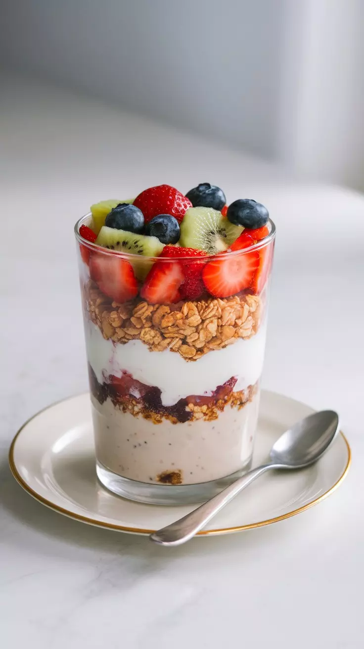 A Greek yogurt parfait is a tasty and healthy way to start your day. Layer creamy yogurt with fresh fruits and crunchy granola for a delightful breakfast. It's quick to make and perfect for those busy mornings!