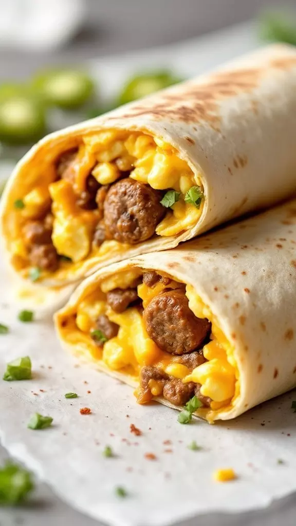 These breakfast burritos are packed with flavor, thanks to the zesty Hatch green chile sausage. Toss in some scrambled eggs and cheese for a delicious start to your day. You can find the full recipe for these tasty Hatch Green Chile Sausage Breakfast Burritos that everyone will love!