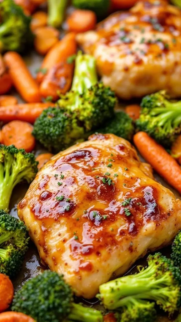 This recipe for honey garlic chicken thighs is a true winner! The sweet and savory sauce pairs perfectly with tender chicken, fresh broccoli, and vibrant carrots. Easy to make on a sheet pan, it’s a simple meal that the whole family will love. Check out the full recipe here.