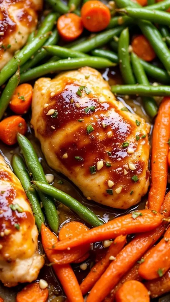 This dish brings a delightful mix of flavors to your table. The honey garlic sauce perfectly coats the chicken, making each bite juicy and delicious. Pair it with fresh green beans and carrots for a colorful and healthy meal that’s easy to make, check out the full recipe here!