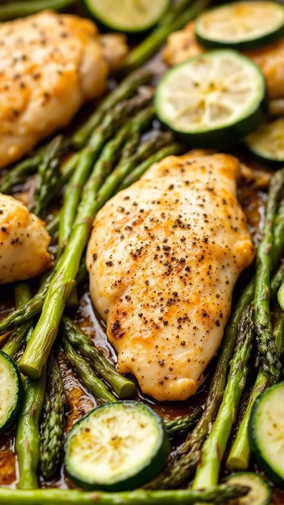 This lemon pepper chicken is a quick and tasty dish that’s perfect for busy nights. Pairing the juicy chicken with vibrant asparagus and zucchini makes for a colorful meal that's also healthy. Check out the full recipe for this delicious sheet pan dinner that everyone will love!