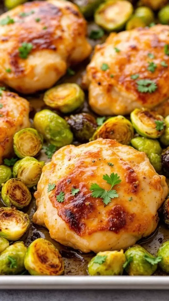 This dish is a tasty blend of sweet and savory that will please everyone at the table. The juicy chicken thighs shine with a maple Dijon glaze, making each bite irresistible. Pair it with roasted Brussels sprouts for a nutritious and delicious meal that’s super easy to prepare.