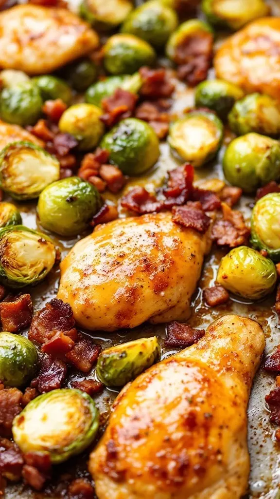 This Maple Dijon Chicken is a tasty and simple meal perfect for busy weeknights. Paired with crispy Brussels sprouts and savory bacon, it brings together sweet and savory flavors that everyone will love. Check out the full recipe here for an easy dinner idea!